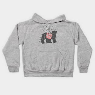 Bear silhouette and heart vector hand drawn illustration Kids Hoodie